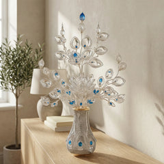 Handcrafted Silver Filigree Peacock & Lotus Ornament