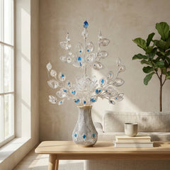 Handcrafted Silver Filigree Peacock & Lotus Ornament