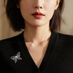 Handmade Sterling Silver Butterfly Brooch - Original Design, Dao'an Silver Flower Silk Intangible Cultural Heritage for Women, Light Luxury & Simple Style