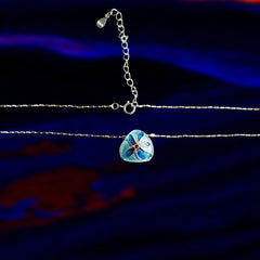 Handmade Geometric Triangle Orchid Enamel 3D Double-sided Necklace - Dao'an Silver Silk, Intangible Cultural Heritage Art