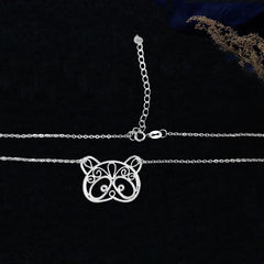 Handmade Guochao Panda Collarbone Chain Necklace Set - Sichuan's Chengdu Silver Silk Filigree Intangible Cultural Heritage Gift
