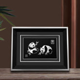 Handmade Double Panda Silver Silk Painting – Traditional Chinese Chengdu Dao'an Silver Filament Craft | Cultural Heritage Art