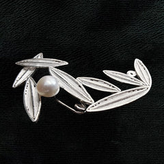 Handmade Sterling Silver Bamboo Leaf Brooch - Silver Flower Silk Intangible Cultural Heritage, Women's Fashion Niche Light Luxury Design, Versatile