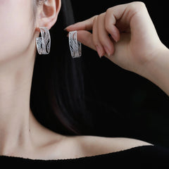 Handmade Sterling Silver Running Water Earrings – Original Design, Intangible Cultural Heritage Art