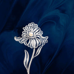 Handmade Silver Phalaenopsis Brooch – Silver Filigree Intangible Cultural Heritage, Inlaid with Freshwater Pearls