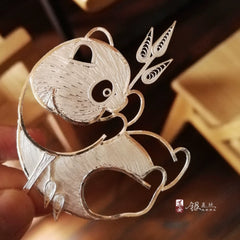 Handmade Double Panda Silver Silk Painting – Traditional Chinese Chengdu Dao'an Silver Filament Craft | Cultural Heritage Art