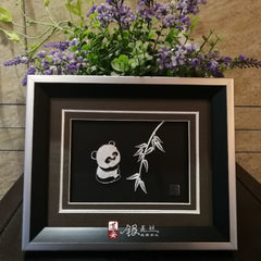Handmade Panda Silver Silk Painting – Traditional Chinese Chengdu Dao'an Silver Filament Craft | Cultural Heritage Art