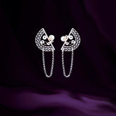 Handmade Sterling Silver Silver Silk Folding Fan Earrings - Original Design, Fringed Stud Earrings, Ideal Qixi Festival Gift for Girlfriends