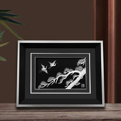 Handmade Silver Silk Painting – Traditional Chinese Dao'an Silver Flower Silk Craft from Chengdu | Cultural Heritage Art