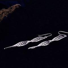 Handmade Sterling Silver Earrings with New Silver Flower Silk - Original, Simple and Fashion - creative, Women's Intangible Cultural Heritage Merchandise