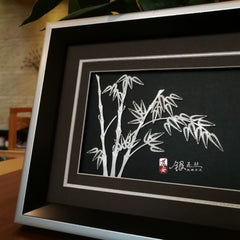 Handmade Sterling Silver "High Bamboo" Ornament – Traditional Chinese Silver Flower Silk Craft | Cultural Heritage Art