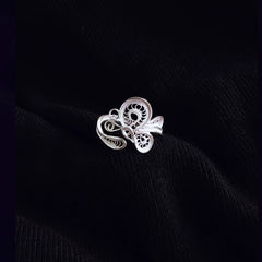 Handmade Original Butterfly - designed Silver Ring for Women - Dao'an Silver Flower Silk Intangible Cultural Heritage, Adjustable Opening