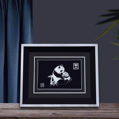 Handmade Mother and Son Panda Silver Silk Painting Ornament – Traditional Chinese Chengdu Dao'an Silver Filament Craft from Sichuan | Cultural Heritage Art