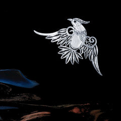 Handmade Retro Ruyi Auspicious Bird Brooch – Silver Flower Silk Sterling Silver | Intangible Cultural Heritage Art