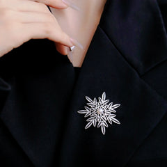 Handmade Sterling Silver Snowflake Brooch - Silver Flower Silk, Intangible Cultural Heritage Art