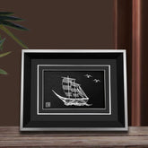 Handmade Silver Silk Painting of a Sailboat – Traditional Chinese Chengdu Daoan Silver Filament Craft | Cultural Heritage Art