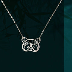 Handmade Guochao Panda Collarbone Chain Necklace Set - Sichuan's Chengdu Silver Silk Filigree Intangible Cultural Heritage Gift