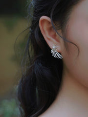Handwoven Sterling Silver Angel Wings Earrings - Intangible Cultural Heritage, Small, Simple, Fashionable & Anti - Allergy for Women