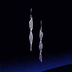 Handmade Sterling Silver Earrings with New Silver Flower Silk - Original, Simple and Fashion - creative, Women's Intangible Cultural Heritage Merchandise