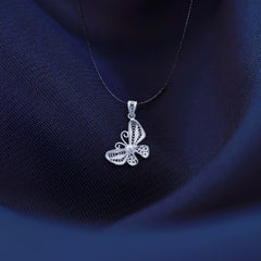 Handmade Dao'an Sterling Silver Collarbone Necklace - Intangible Cultural Heritage, Filigree Inlaid with Natural Freshwater Pearl Butterfly Design