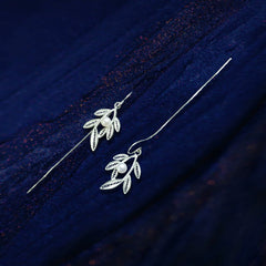 Handmade Sterling Silver Filigree Willow Leaf & Freshwater Pearl Earrings - Daoan Silver Filigree Craft