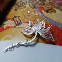 Handmade Chinese Wind Lotus Brooch – Traditional Chinese Dao'an Silver Flower Silk Craft | Cultural Heritage Art