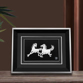 Handmade Silver Silk Painting of Xu Beihong's Double Horses – Traditional Chinese Chengdu Silver Filigree Craft | Cultural Heritage Art