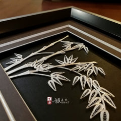 Handmade Sterling Silver "High Bamboo" Ornament – Traditional Chinese Silver Flower Silk Craft | Cultural Heritage Art