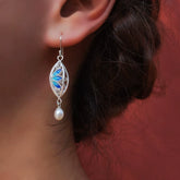 Handmade Sterling Silver Double-sided Lotus High Temperature Enamel Earrings - Daoan Silver Filigree, Intangible Cultural Heritage