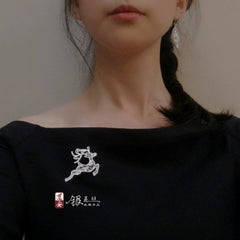 Handmade Sterling Silver Brooch - Dao'an Silver Silk Elk Design, Intangible Cultural Heritage Art