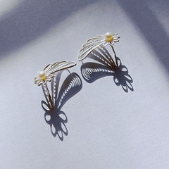 Handwoven Sterling Silver Angel Wings Earrings - Intangible Cultural Heritage, Small, Simple, Fashionable & Anti - Allergy for Women