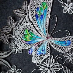 Handmade High Temperature Enamel Filament Butterfly Plate – Traditional Chinese Chengdu Dao'an Silver Filament Craft | Cultural Heritage Art