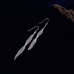 Handmade Sterling Silver Earrings with New Silver Flower Silk - Original, Simple and Fashion - creative, Women's Intangible Cultural Heritage Merchandise