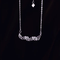 Handmade Sterling Silver Filigree Necklace with Water - wave 3D Design - Silver Flower Silk Intangible Cultural Heritage, Niche Fashion for Women, Ideal Gift