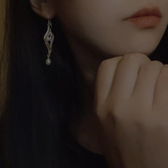 Handmade Sterling Silver Earrings with Natural Freshwater Pearls - Dao'an Silver Filigree Intangible Cultural Heritage, Simple & Elegant