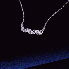 Handmade Sterling Silver Filigree Necklace with Water - wave 3D Design - Silver Flower Silk Intangible Cultural Heritage, Niche Fashion for Women, Ideal Gift