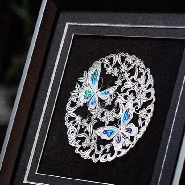 Handmade High Temperature Enamel Filament Butterfly Plate – Traditional Chinese Chengdu Dao'an Silver Filament Craft | Cultural Heritage Art