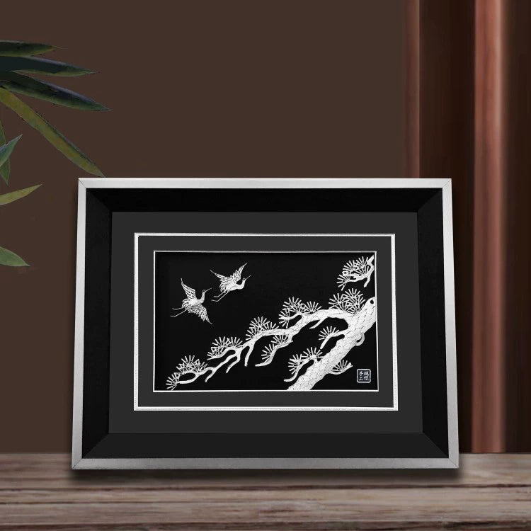 Handmade Silver Silk Painting – Traditional Chinese Dao'an Silver Flower Silk Craft from Chengdu | Cultural Heritage Art