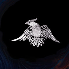 Handmade Retro Ruyi Auspicious Bird Brooch – Silver Flower Silk Sterling Silver | Intangible Cultural Heritage Art