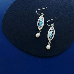 Handmade Sterling Silver Double-sided Lotus High Temperature Enamel Earrings - Daoan Silver Filigree, Intangible Cultural Heritage