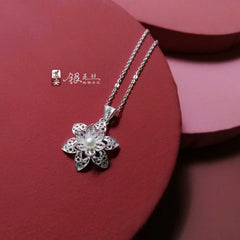 Handmade Sterling Silver Pendant Inlaid with Natural Freshwater Pearl - Dao'an Silver Filigree, Collectible Gift