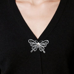 Handmade Sterling Silver Butterfly Brooch - Original Design, Dao'an Silver Flower Silk Intangible Cultural Heritage for Women, Light Luxury & Simple Style