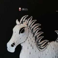 Handmade Imitation Xu Beihong Single Horse Silver Silk Painting – Traditional Chinese Chengdu Dao'an Silver Filament Craft | Cultural Heritage Art