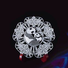 Handmade Sterling Silver Panda Mother and Son Plate – Traditional Chinese Chengdu Dao'an Silver Filament Craft | Cultural Heritage Art