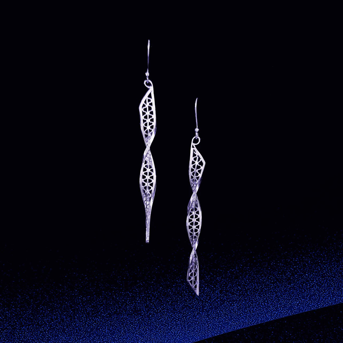 Handmade Sterling Silver Earrings with New Silver Flower Silk - Original, Simple and Fashion - creative, Women's Intangible Cultural Heritage Merchandise