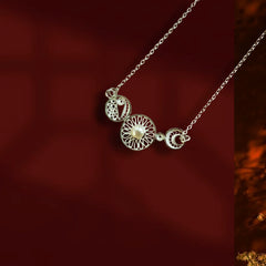 Handmade S925 Silver Necklace - Dao'an Silver Filigree with Natural Freshwater Pearl and Geometric Pattern, Intangible Cultural Heritage Gift