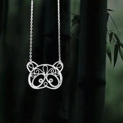 Handmade Guochao Panda Collarbone Chain Necklace Set - Sichuan's Chengdu Silver Silk Filigree Intangible Cultural Heritage Gift