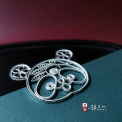 Handmade Guochao Panda Brooch - Dao'an Silver Flower Silk Original Pinching Flower Filigree Craft, Intangible Cultural Heritage Special Gift
