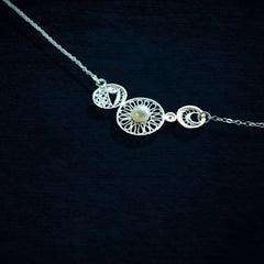 Handmade S925 Silver Necklace - Dao'an Silver Filigree with Natural Freshwater Pearl and Geometric Pattern, Intangible Cultural Heritage Gift
