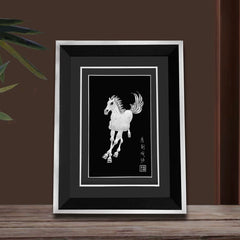 Handmade Imitation Xu Beihong Single Horse Silver Silk Painting – Traditional Chinese Chengdu Dao'an Silver Filament Craft | Cultural Heritage Art